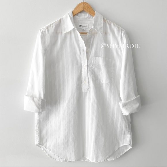 NWT GAP 100% Cotton Boyfriend Fit Popover Shirt - Picture 2 of 14